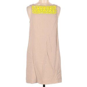 NWOT Tibi Iona Tan Yellow Beaded Shift Sleeveless Mini Dress